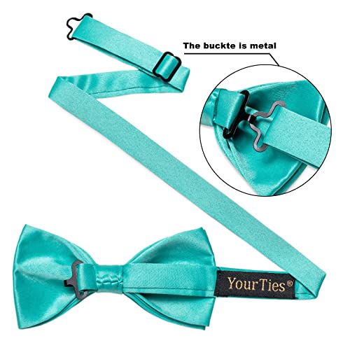 Image of YourTies Bow Ties for Men Pretied Bowties Solid Color Satin Bow Tie Formal Business Tuxedo Wedding Party Prom