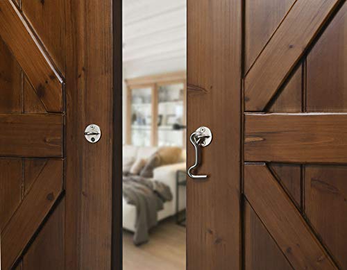 Raswik 4\" Privacy Hook and Eye Latch Easy Lock for Gate, Sliding Barn Door, Satin Brushed Nickle