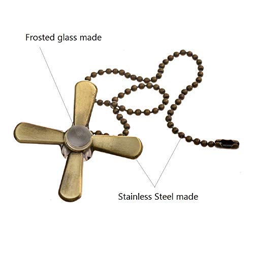 Image of Ceiling Fan Pull Chain Fan Pulls 4PCS Light Fan Pattern Pull Chain Extension Fan Decorative 12 Inch Fan Pulls Set with Connector for Ceiling Fan Light,Living Room Bathroom Toilet Fan Ceiling Light