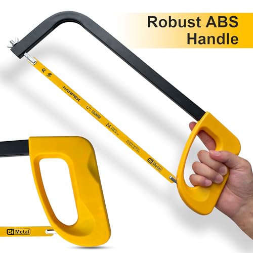 Hanpex 12in./300mm High-Tension Hacksaw Frame with 24 TPI Bi-Metal Blade, Hand Saw Suitable for Metal, Wood, PVC, Carpentry by Hanpex - Image 3