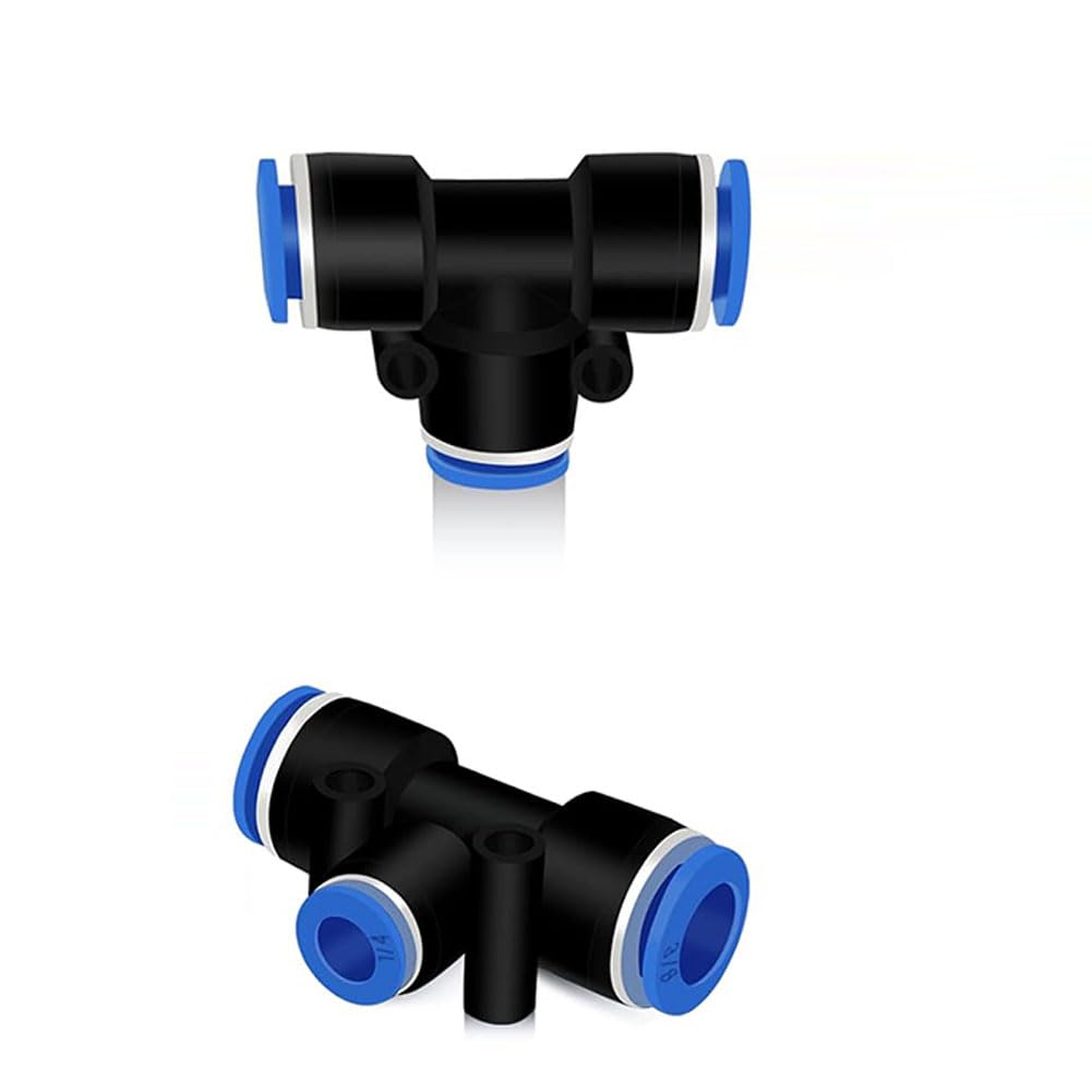Raccordo a pressione per tubo dell'aria, raccordo a T, diametro esterno, raccordo per tubo dell'aria, giunto a collegamento rapido per aria pneumatica, blu (25/50/100 pezzi) 10mm to 8mm 50pz
