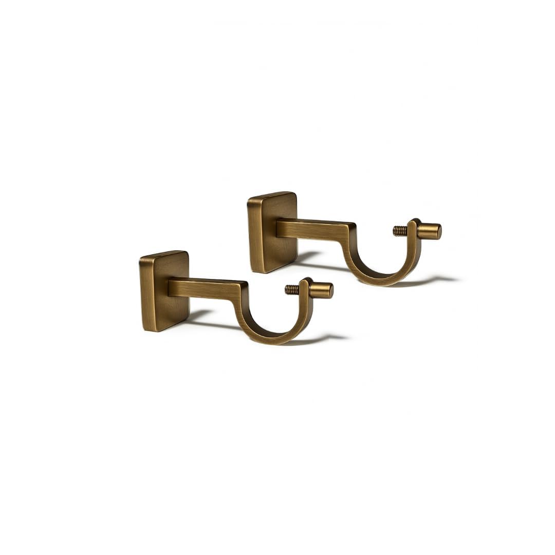 Colornest Antique Brass Curtain Rod Brackets for 1-Inch Curtain Pole | Premium Metal Curtain Holders, 35 Kg Load Capacity | Wall Mount Support Hardware - 2 pcs-picture-29