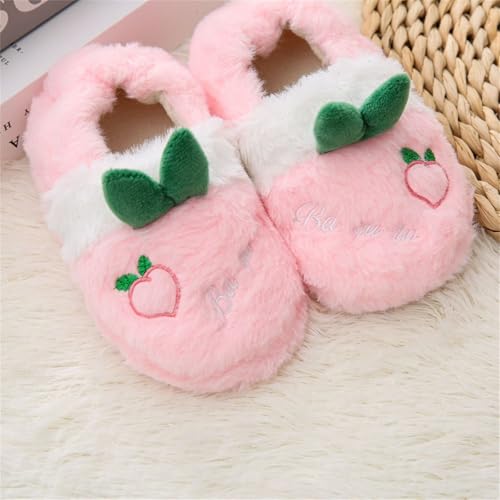 Kids Girls Plush Fruit Slippers Cute Cartoon Fleece Non-Slip Slippers Fall Winter Warm Comfort Soft Cozy Sandals3