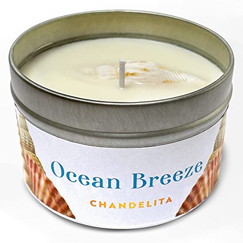 Chandelita Bougie Parfumée à la Brise de Mer avec des Coquillages et de la Cire de Soja Naturelle pour Méditer et Détendre Notre Esprit et Notre Corps en Profitant d'un Sentiment de Bien-être Cover
