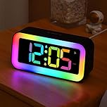 Digital alarm clock with Night Light for Bedrooms, Super Loud Alarm Clock with Simple LED Display 8 RGB Night light & 7 RGB Digital, Dual Alarm, Dimmer, Alarm Clocks Bedside for kids and Adults