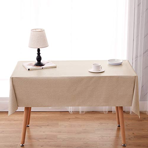 Image of NLMUVW Square Vinyl Tablecloth Heavy Duty, 100% Waterproof PVC Table Cloth Wipe Clean Oil Proof Table Cover for Kitchen Dining Picnic, Champagne, 54 x 54 inch