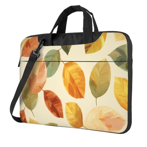 Protection ordinateur 15.6 motif feuilles d'automne avec doublure épaisse jaune et orange