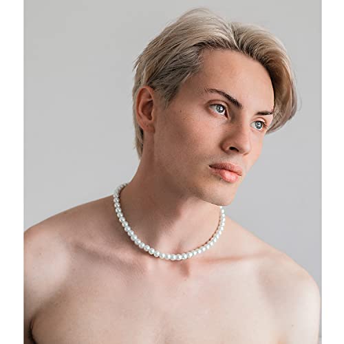 Faux Pearl Strand 4mm-10mm 14"-22" White Pearl Necklace Choker Women Men Wedding Jewelry4