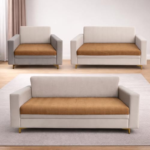 Image of Homerz Premium Velvet Sofa Cover Panel | Soft & Velvety Fabric | Rich Vibrant Colours | Sofa Protector for Living Room (Mustard, 6 (3+2+1) Seater, Only Seat Cover)