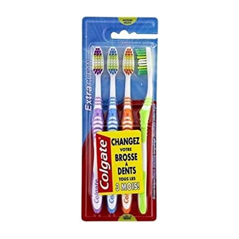 Colgate Cepillo de Dientes Extra Clean, Medio, 4 Unidades Cover