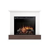 Chimenea eléctrica de Suelo Yukon23. Chimenea eléctrica de Suelo LED - Optiflame. Calefacción eléctrica 1400W, Efecto Llama 3D. con Mando a Distancia, Temporizador, termostato. Blanco Mate y Roble.