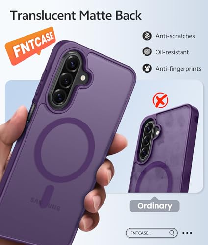 Image of FNTASE for Galaxy A17 /A16 5G Phone Case: for Samsung A17 Cases [Compatible with Magsafe] [Screen Protector] Matte Translucent Military Grade Protection for Samsung A 17 & A 16 4G Cover - Purple