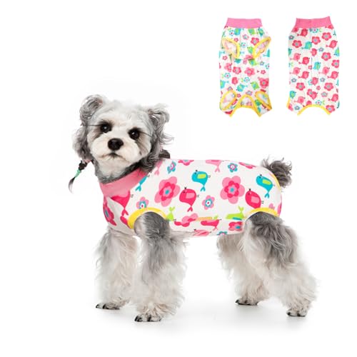 Image of FEimaX Dog Surgery Recovery Suit Female and Male Spay with Pee Hole, Pet Body Suits for Puppy After Spayed, Neuter Surgical Onesie for Small and Medium Dogs Cats, Alternative Bandages E-Collar & Cone