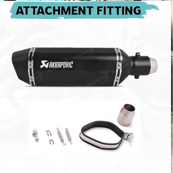 Universal Motorcycle Exhaust Silencer Muffler, Black Stainless Steel, with DB Killer, Compatible with KTM, Kawasaki, Honda, TVS, and Bajaj