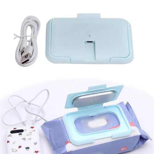 Image of Portable Wet Wipe Warmer for Babies, USB Baby Wipe Warmer, Wipe Heater Wet Tissue Heater Evenly Overall Heating Silence, Makeup Wipe Warmer for Car Travel Home Baby Nursery (Blue)