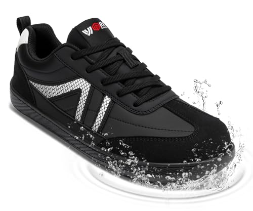 Image of LARNMERN Steel Toe Skate Shoes Men Safety Work Sneakers Wide Toe Box Barefoot Zero Drop Non Slip Shoe