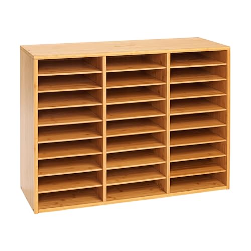 Really Good Stuff Bamboo Mail Center - 27 Compartments for Classroom and Office Organization
