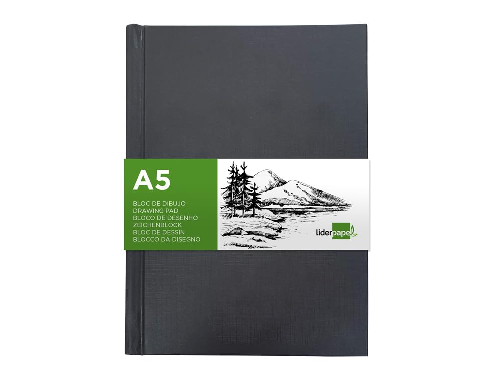 Liderpapel Drawing Pad Bound Sketches DIN A5 210 x 148 mm 100 Sheets 100 g/m2 Black