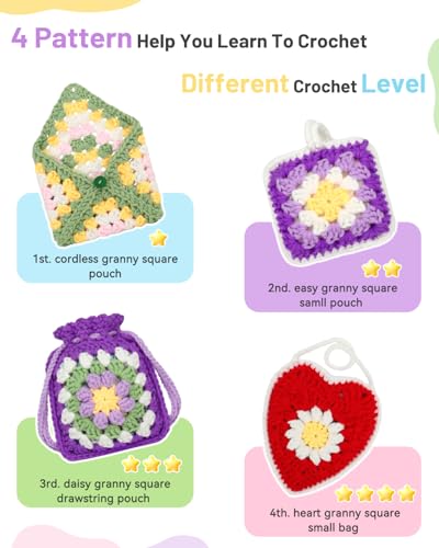 Image of Katech Crochet Kit for Beginners Adults - Coin Purse Crochet Kit with Step-by-Step Instructions, Premium Yarn, Hook & Supplies - Learn-to-Crochet Small Bag, Wallet or Creative Gift