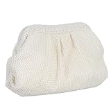 MAGICLULU Straw Clutch Purse for Women Trendy Woven Beach Bag Cream White Handheld Cloud Shape Summer Fashion Handbag