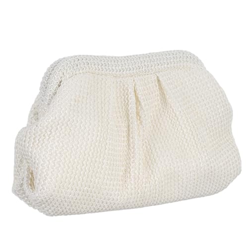 MAGICLULU Straw Clutch Purse for Women Trendy Woven Beach Bag Cream White Handheld Cloud Shape Summer Fashion Handbag