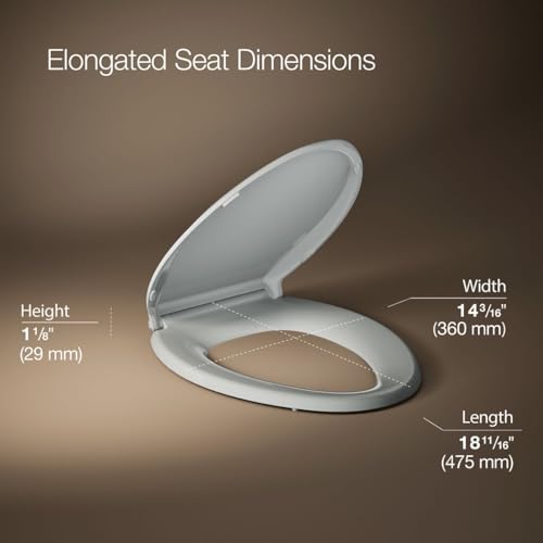 Image of KOHLER CACHET Nightlight Soft Close Toilet Seat Elongated, ReadyLatch, Grip-Tight Hardware, Ice Grey