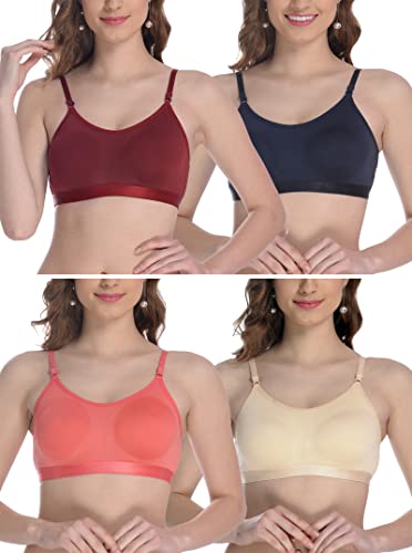 Image of FIMS - Fashion is my style Women Cotton Sports Bra for Gym, Yoga, Running Bra for Girls, Racer Back, Full Coverage, Multicolor, Cup B, See Main Image to Check How Many Bra You Will Get