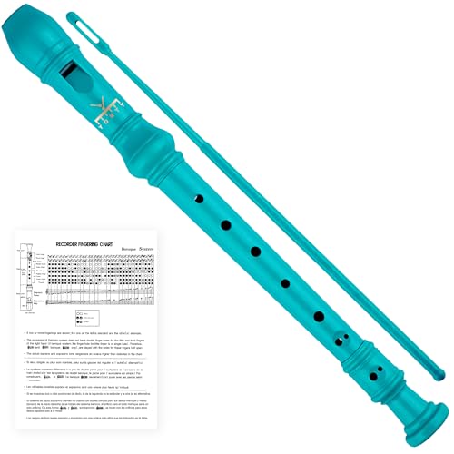 YONTY Soprano Recorder 8-Hole Instrument for Kids Beginners, Baroque Style C Key Kids Flute with Cleaning Rod & Case Bag for School Education Home Entertainment - Deep Green