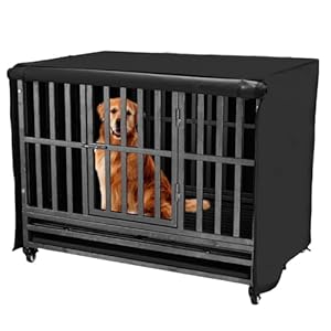 38 inch Heavy Duty Dog Crate Cover Durable 600D Oxford Fabric Dog Kennel Cover Soundproof Waterproof Sunshade Fit For Wire Dog Cage Covers With Breathable Side Window( Only Covers)