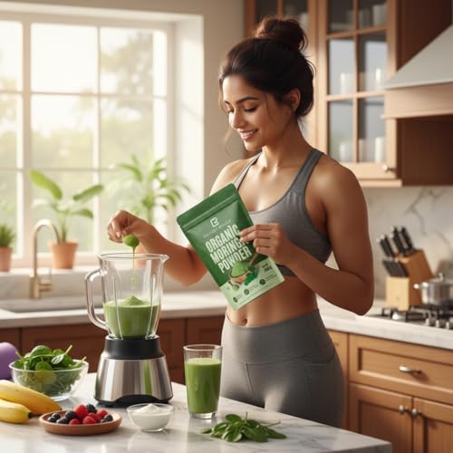Image of Organic Moringa Powder | Pure & Natural | Energy Booster, Weight Management & Immunity Support | 200g | Superfood for Daily Nutrition | Pack of 1 | 200gm x 1 Packet
