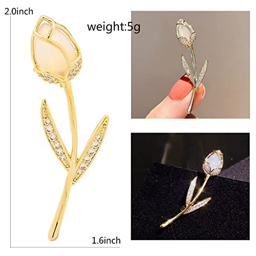 Image of Fashion Rhinestone Flower Brooches Pins Cute Pearl Crystal Floral Lapel Pin Brooch Costume Decorate Jewelry for Women Gril Gift