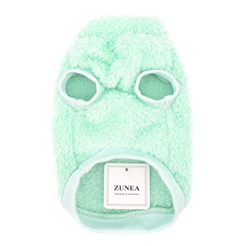 Zunea Fleece Dog Jumper Winter Warm Sweater Jumpers for Small Dogs Soft Fuzzy Puppy Clothes with D-Ring for Harness Leash Pullover Jacket Coat Cold Weather Pet Girl Boy Chihuahua Cats Apparel Green M - Image 3