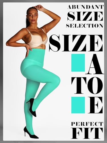 Image of HONENNA Semi Opaque Silky Women Pantyhose Tights, 20+ Colors Invisibly Toe Reinforced 60 Den Size A-E