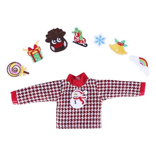 E-TING Santa Clothing Christmas Accessories for elf Doll (Sweater Set - 1 Sweater + 8 Attachable Decals)