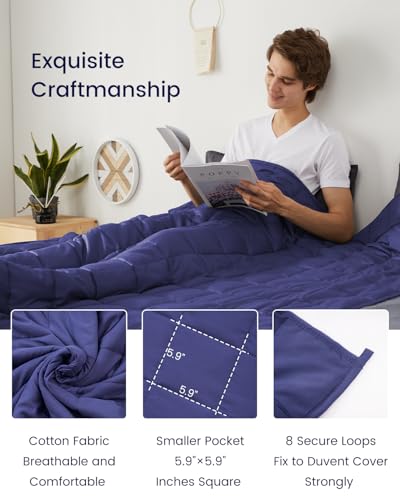 ZonLi Weighted Blanket for Adults (48"x72", 12lbs, Dusk Blue) Twin Size High Breathability Cooling Heavy Blanket, Soft Material with Premium Glass Beads, All-Season, Easy Care