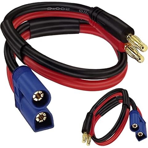 EC5 to Banana Plug Battery Charging Cable, Yeebline 2-Pack 0.3m 12AWG EC5 Male Connector to 4.0mm Banana Bullet Male Lipo Battery Balance Charger Adapter for RC Helicopter Vehicle Toys Cover