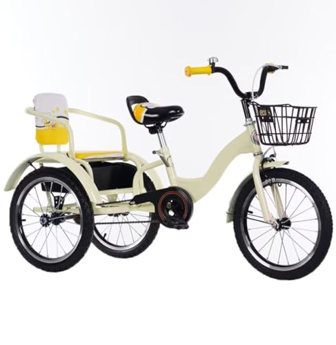 Triciclo infantil de doble asiento, triciclo para niños de 3 a 9 años, bicicleta de pedal de movilidad con freno único, triciclo de crucero al aire libre para viajes y compras, triciclo tándem