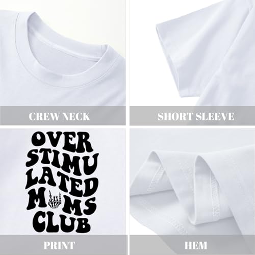 Image of Yuyiify Oversized Tshirts for Women Mama Overstimulated Cool Moms Club Skeleton Shirt Funny Mom Graphic Tees Top