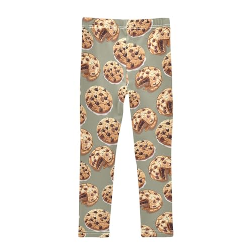 Cookies with Chocolate Chips Girls Leggings,Workout Leggings for Girls Toddler Athletic Leggings Size for 3-10T2