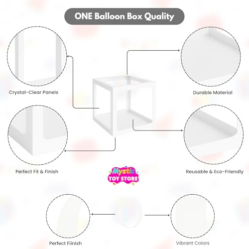 Image of One Balloon Box for 1st Birthday Decoration Baby Boys Girls Kids Twins Year Transparent Plain Letter Balloon 3 Pcs White Box Glue Dots Arrangement Set Items Kit