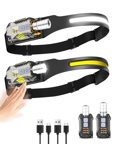 Zumhigh Lampe Frontale LED Rechargeable, 2 Pièces avec 9 Modes d'...