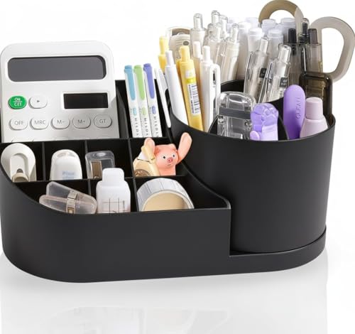 Image of Golden bird 360 Degree Rotating Desk Organizer Makeup Brush Organizers and Pencil Pen Organizers for Desk Desktop Storage Stationery Supplies Cute Pencil Cup Pot for Office School Home (BLACK)