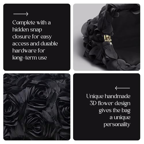 Image of 3D Flower Evening Bag for Women Elegant Floral Bridal Handbags Rose Clutch Purse for Wedding, Prom, Cocktail Party,Date Night