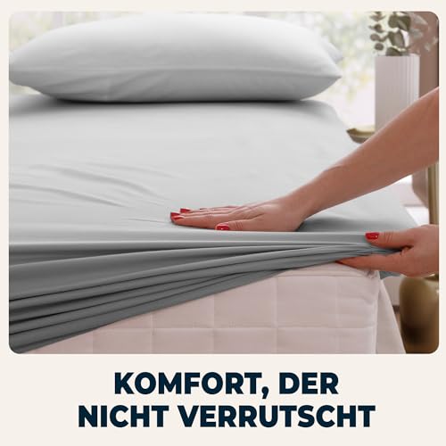 Flowen Spannbettlaken 120x200 cm Mikrofaser Spannbetttuch Hellgrau für Bett Atmungsaktive Hypoallergene Bettlaken Anti-Milbe Leicht Weich und Knitterfrei mit 30 cm Tiefe Tasche Maschinenwaschbares