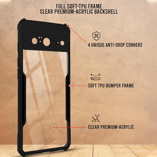 Image of Jkobi Back Case Cover for Google Pixel 8 (Polycarbonate Clear Panel with Shockproof | Professional Black)