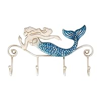 Fkereg Small Key Holder Wall Mount, Decorative Mermaid Wall Mounted Key Hanger Rack, Entry Way Key Ring Chain Holder Organizer for Wall Decor, Metal Hat Rack for Door Hanging Towel Purse, A