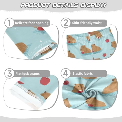 Girls Leggings Apples Duck Blue Kids Ankle Length Leggings Pants Athletic Yoga Pants Toddler Tights Trousers 4T3