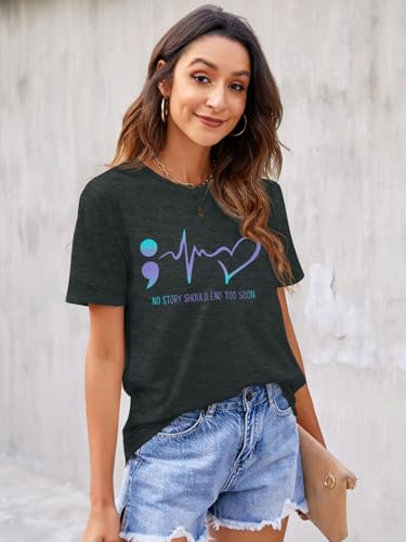 Suicide Prevention Awareness Shirt Women Mental Health Tshirt No Story Should End Too Soon Cute Graphic Motivational Tee Tops4