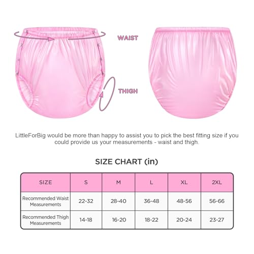 Image of LittleForBig Button-On Washable Reusable Waterproof Adult Plastic Pants TPU Pull-On Diaper Cover - Dolly Pink Plastic Pants Diaper Cover XXL