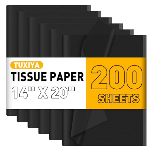 TUXIYA 200 Sheets Black Tissue Paper for Gift Bags,14 X...